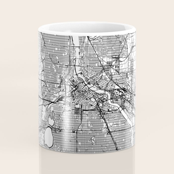 Minneapolis White Map Coffee Mug Gallery Image 4