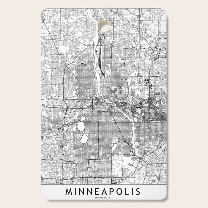 Minneapolis White Map Cutting Board Gallery Image 1
