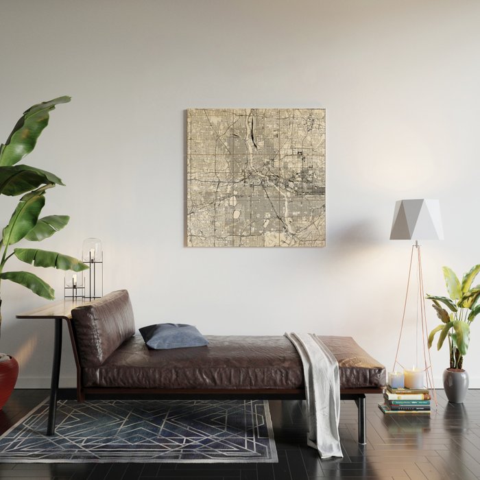 Minneapolis White Map Wood Wall Art Gallery Image 2