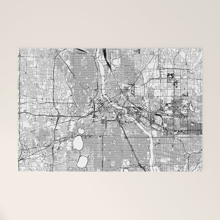 Minneapolis White Map Welcome Mat Gallery Image 1