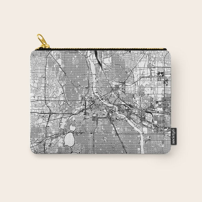 Minneapolis White Map Carry All Pouch Gallery Image 1