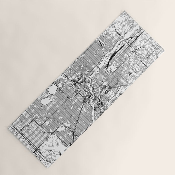 Minneapolis White Map Yoga Mat Gallery Image 1