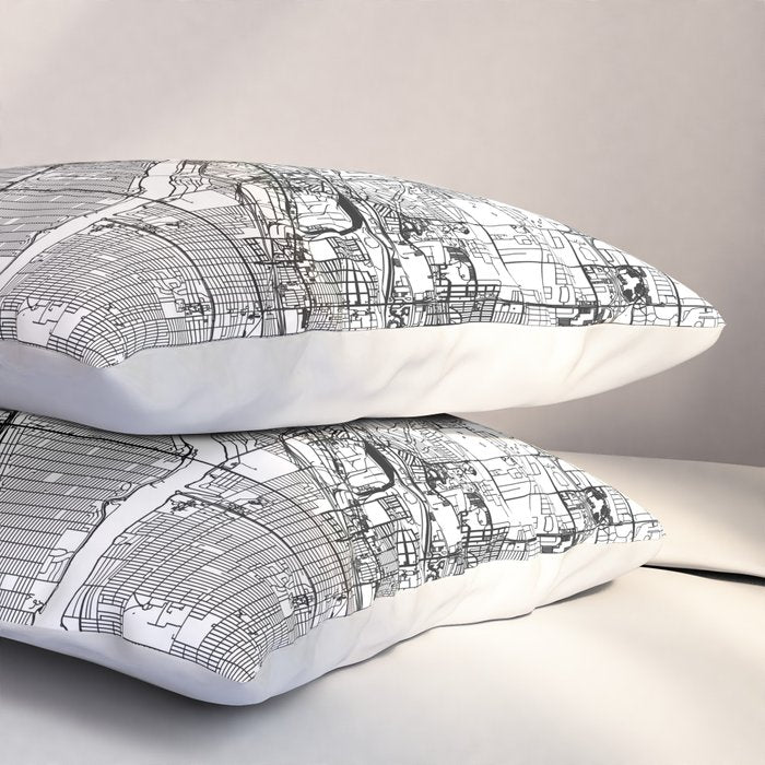 Minneapolis White Map Pillow Sham Gallery Image 3
