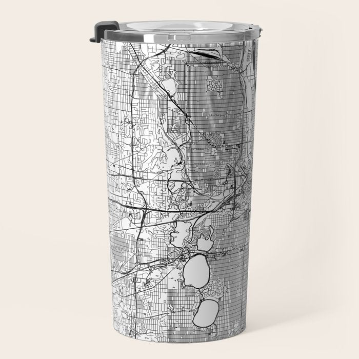 Minneapolis White Map Travel Mug Gallery Image 3