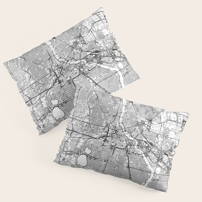 Minneapolis White Map Pillow Sham Gallery Image 1
