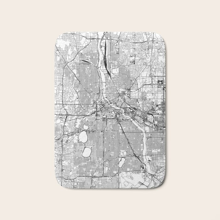 Minneapolis White Map Bath Mat Gallery Image 1