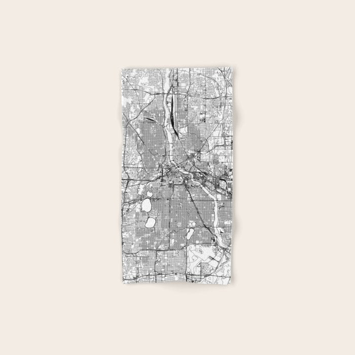 Minneapolis White Map Bath Towel Gallery Image 1
