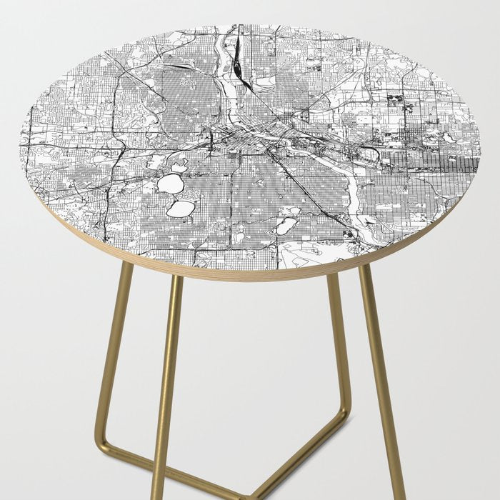 Minneapolis White Map Side Table Gallery Image 2