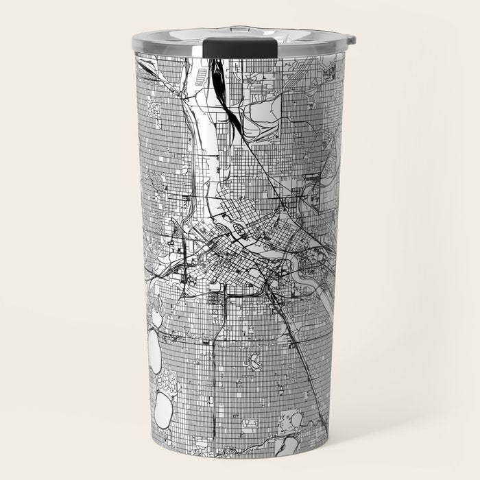 Minneapolis White Map Travel Mug Gallery Image 1