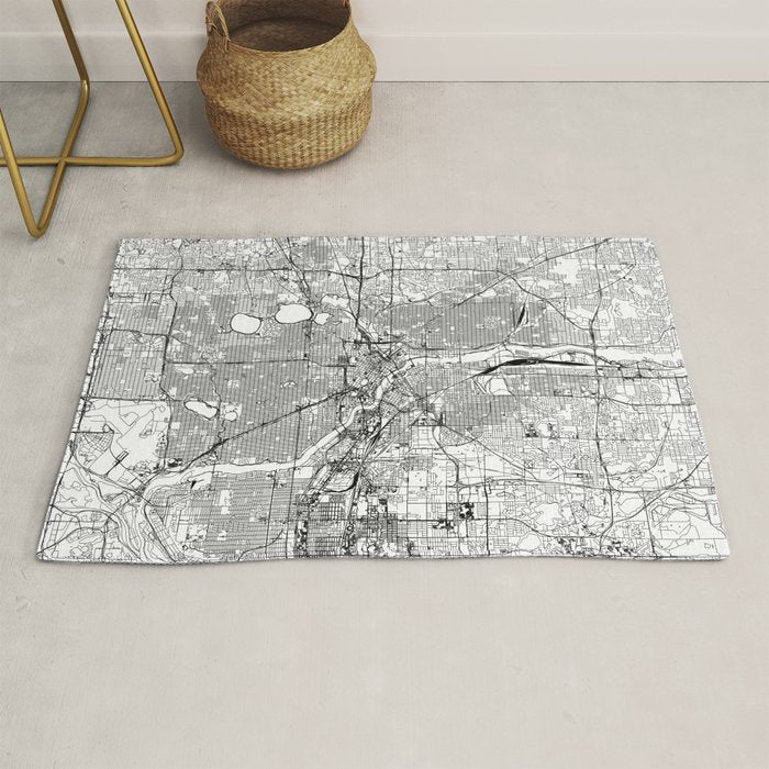 Minneapolis White Map Rug Gallery Image 1
