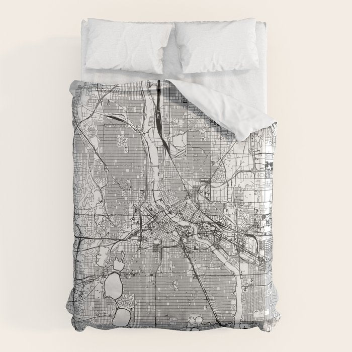 Minneapolis White Map Duvet Cover Gallery Image 6
