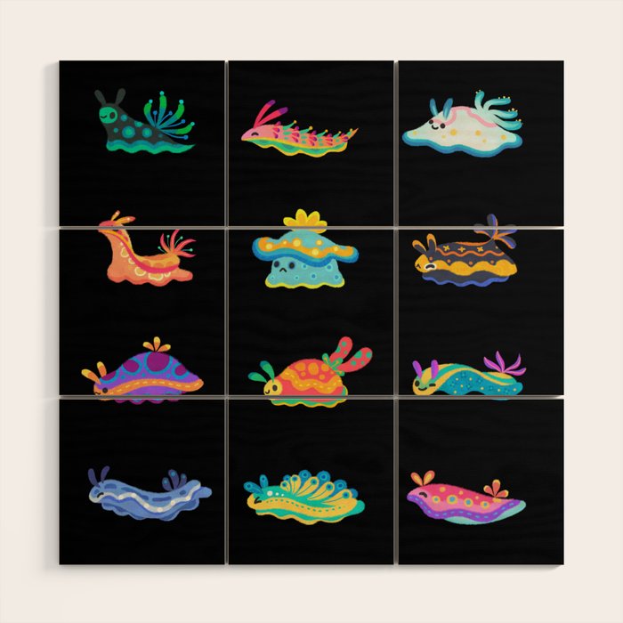 Sea slug - black Wood Wall Art Gallery Image 1