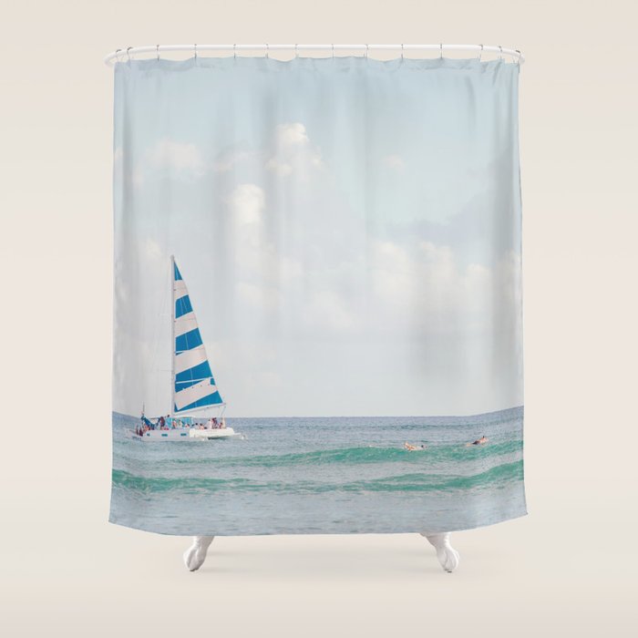 Happy Sailing - Ocean Photography Shower Curtain Gallery Image 1