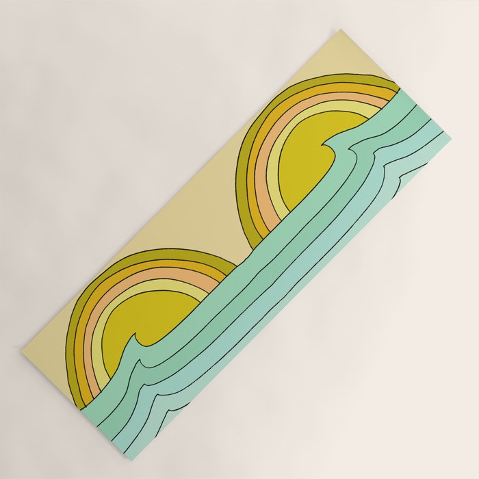ride rainbows // retro surf soul // art by surfy birdy Yoga Mat Gallery Image 1