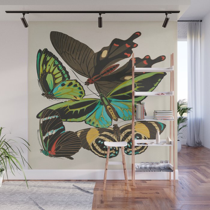 Vintage Butterfly Illustration EA Seguy Papillon Wall Mural Gallery Image 1