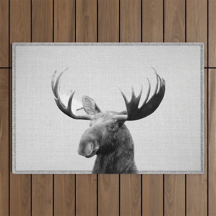 Moose - Black & White Outdoor Rug Gallery Image 1