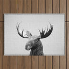 Moose - Black & White Outdoor Rug Gallery Image 1
