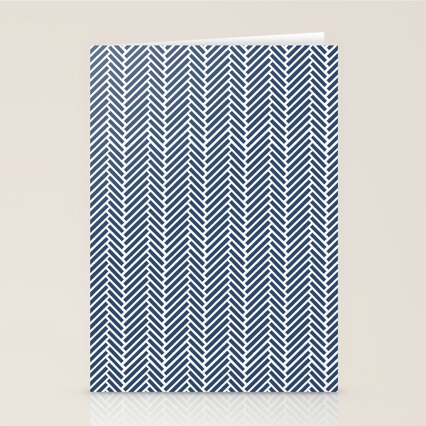 Herringbone Navy Blue Stationery Card Gallery Image 2
