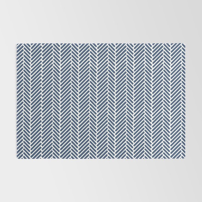 Herringbone Navy Blue Rug Gallery Image 2