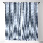 Herringbone Navy Blue Window Curtain Gallery Image 5