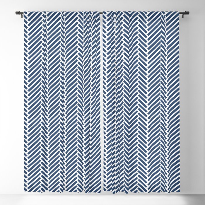 Herringbone Navy Blue Window Curtain Gallery Image 5