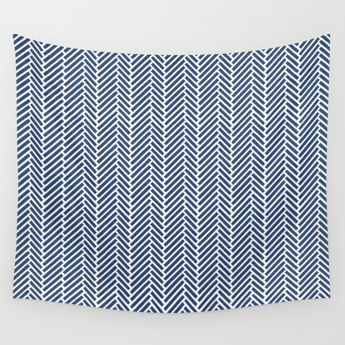 Herringbone Navy Blue Wall Tapestry Gallery Image 4