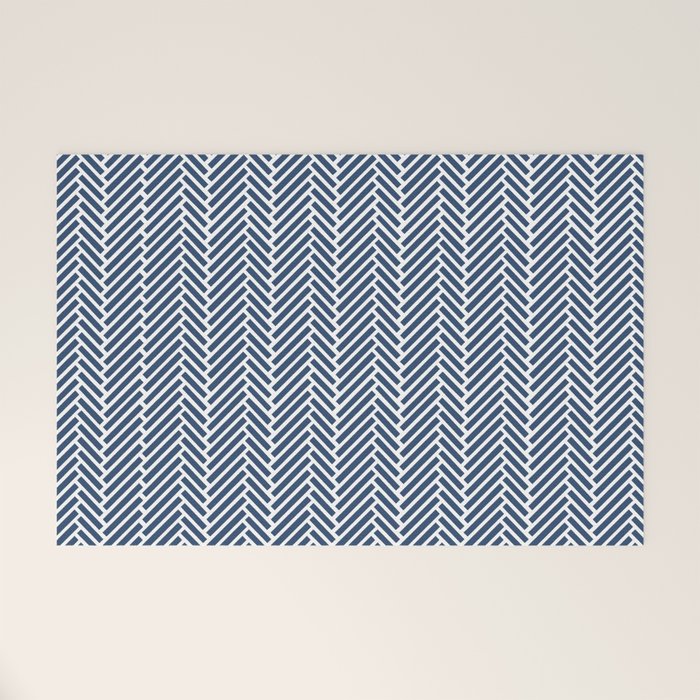 Herringbone Navy Blue Welcome Mat Gallery Image 1