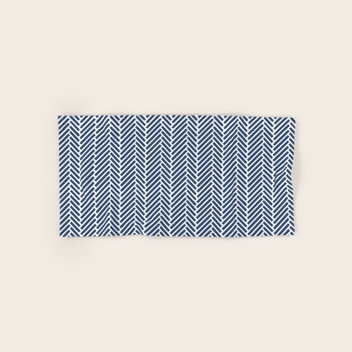 Herringbone Navy Blue Bath Towel Gallery Image 1