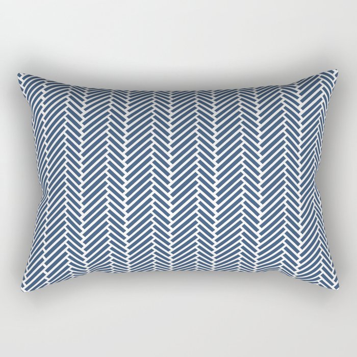 Herringbone Navy Blue Rectangular Pillow Gallery Image 2