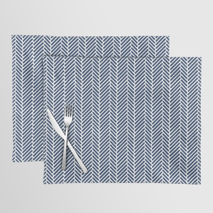 Herringbone Navy Blue Placemat Gallery Image 1