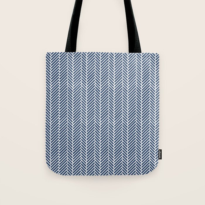 Herringbone Navy Blue Tote Bag Gallery Image 1