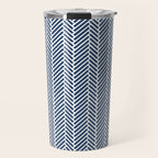 Herringbone Navy Blue Travel Mug Gallery Image 1