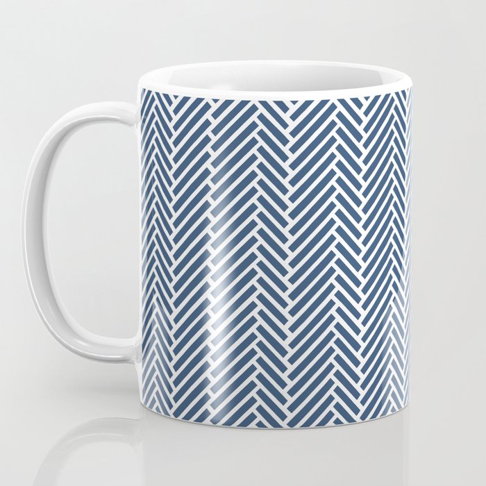 Herringbone Navy Blue Coffee Mug Gallery Image 3