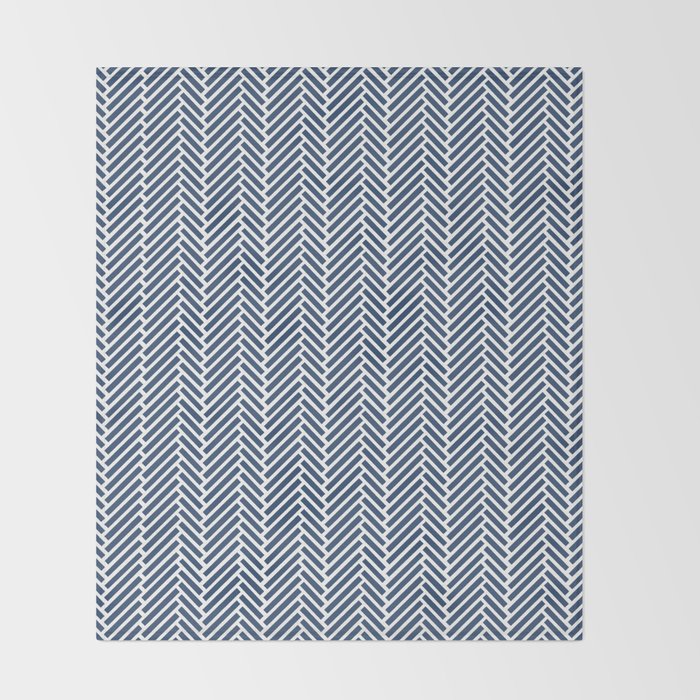 Herringbone Navy Blue Throw Blanket Gallery Image 2