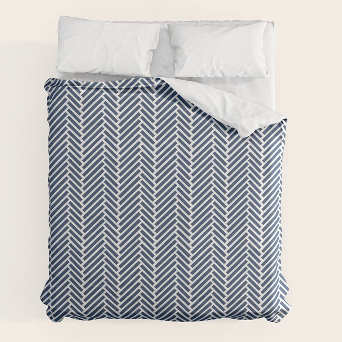 Herringbone Navy Blue Duvet Cover Gallery Image 2