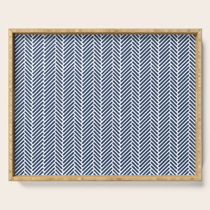 Herringbone Navy Blue Serving Tray Gallery Image 1