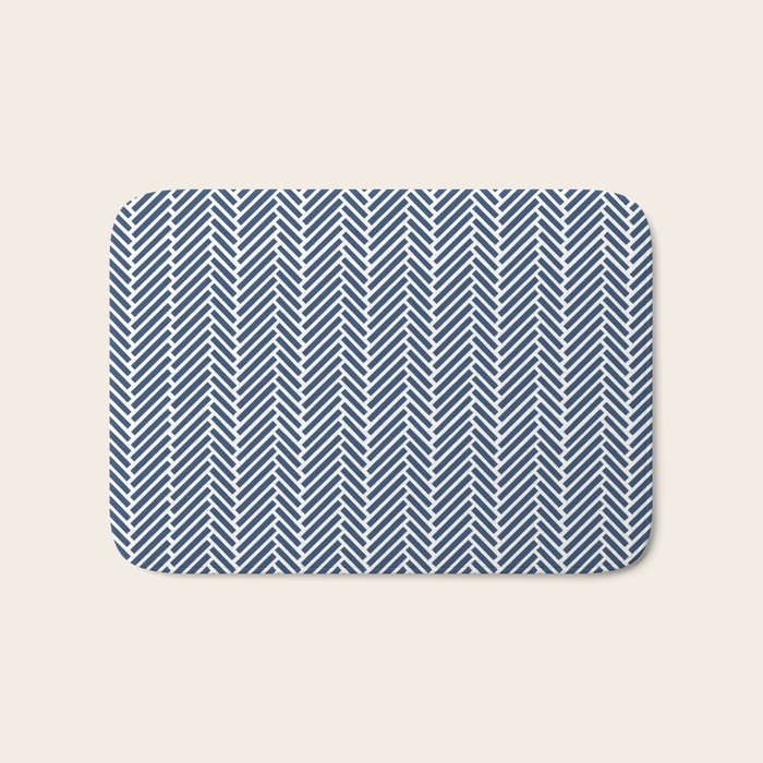 Herringbone Navy Blue Bath Mat Gallery Image 1