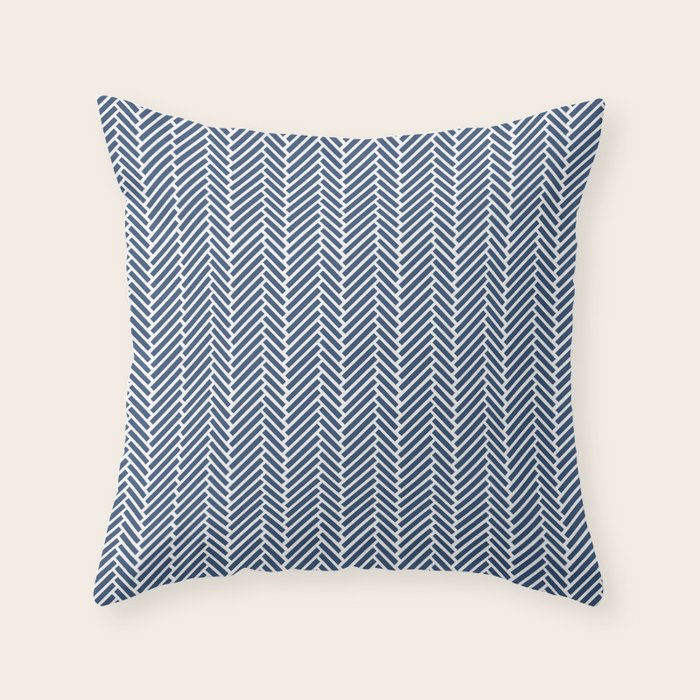 Herringbone Navy Blue Throw Pillow