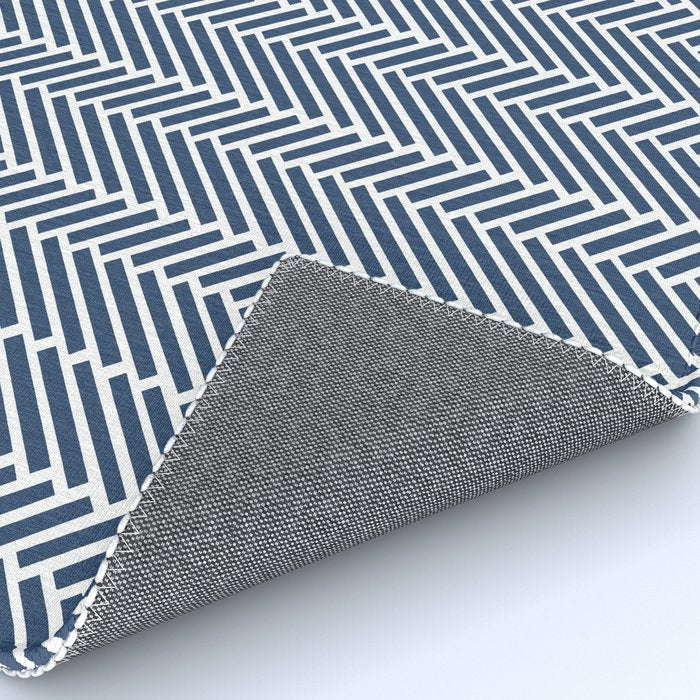 Herringbone Navy Blue Rug Gallery Image 4