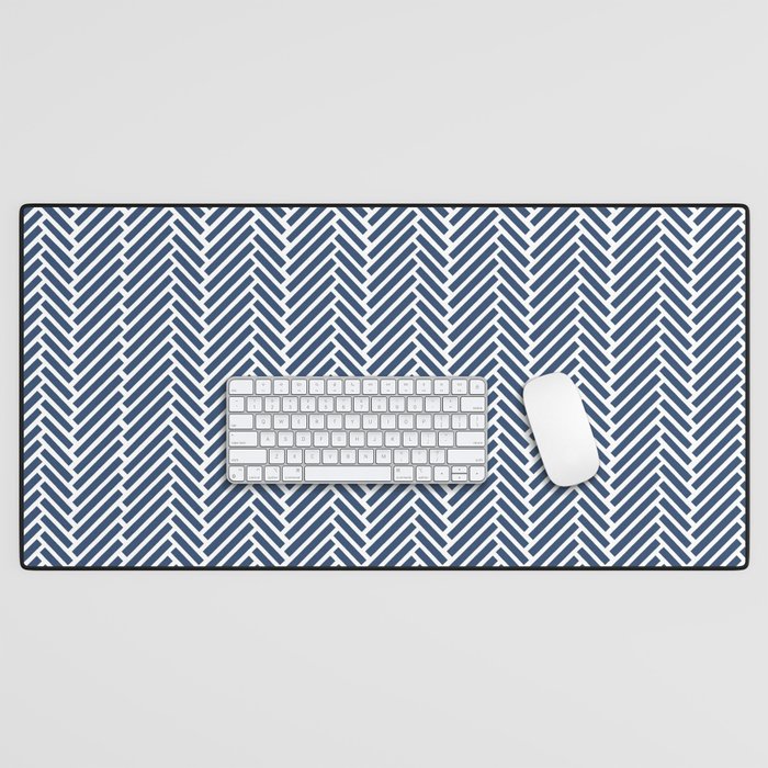 Herringbone Navy Blue Desk Mat Gallery Image 1