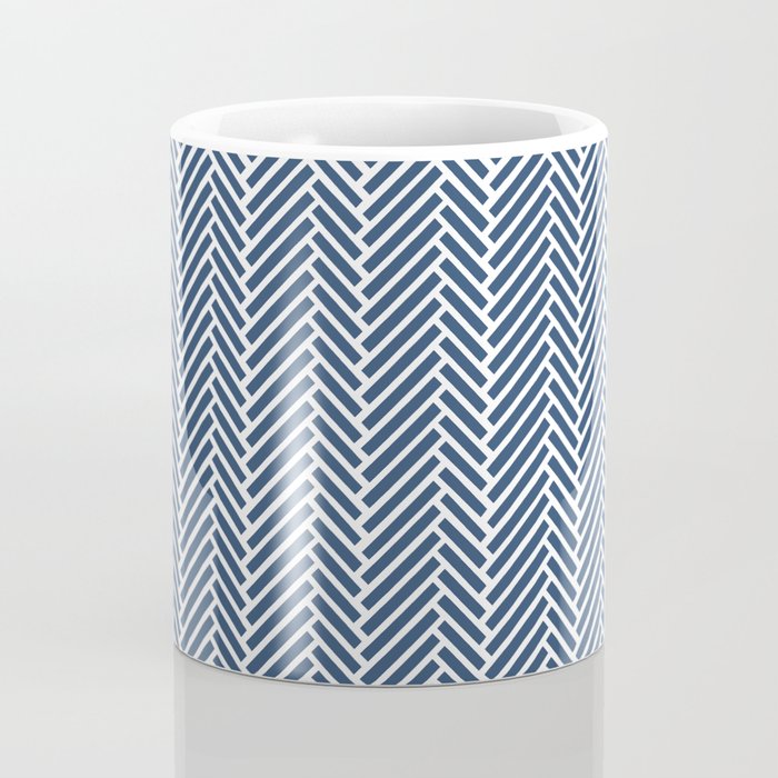 Herringbone Navy Blue Coffee Mug Gallery Image 4