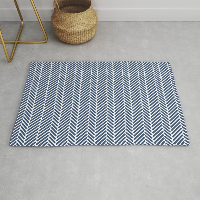 Herringbone Navy Blue Rug Gallery Image 1