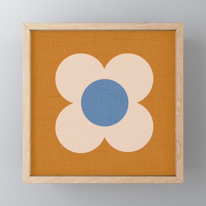 Retro Blossom - tangerine blue Mini Art Print Gallery Image 1