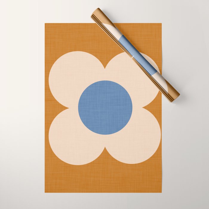 Retro Blossom - tangerine blue Wrapping Paper Gallery Image 1