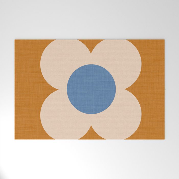 Retro Blossom - tangerine blue Welcome Mat Gallery Image 1