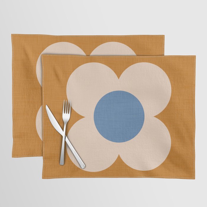 Retro Blossom - tangerine blue Placemat Gallery Image 1