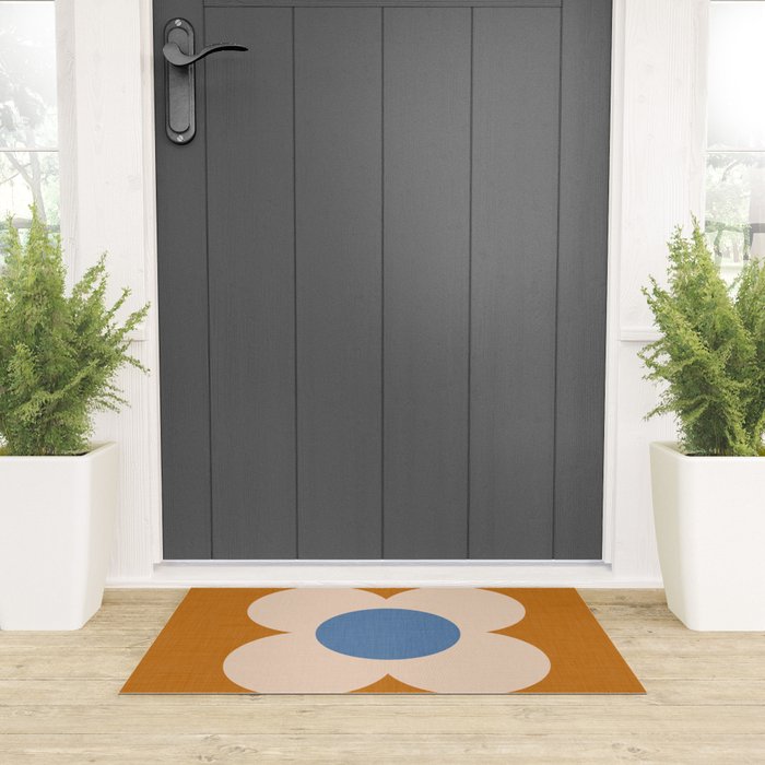 Retro Blossom - tangerine blue Welcome Mat Gallery Image 3