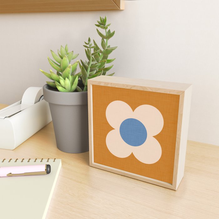 Retro Blossom - tangerine blue Mini Art Print Gallery Image 2