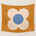 Retro Blossom - tangerine blue Wall Tapestry Gallery Image 4