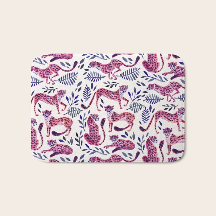 Cheetah Collection - Mauve & Indigo Bath Mat Gallery Image 1